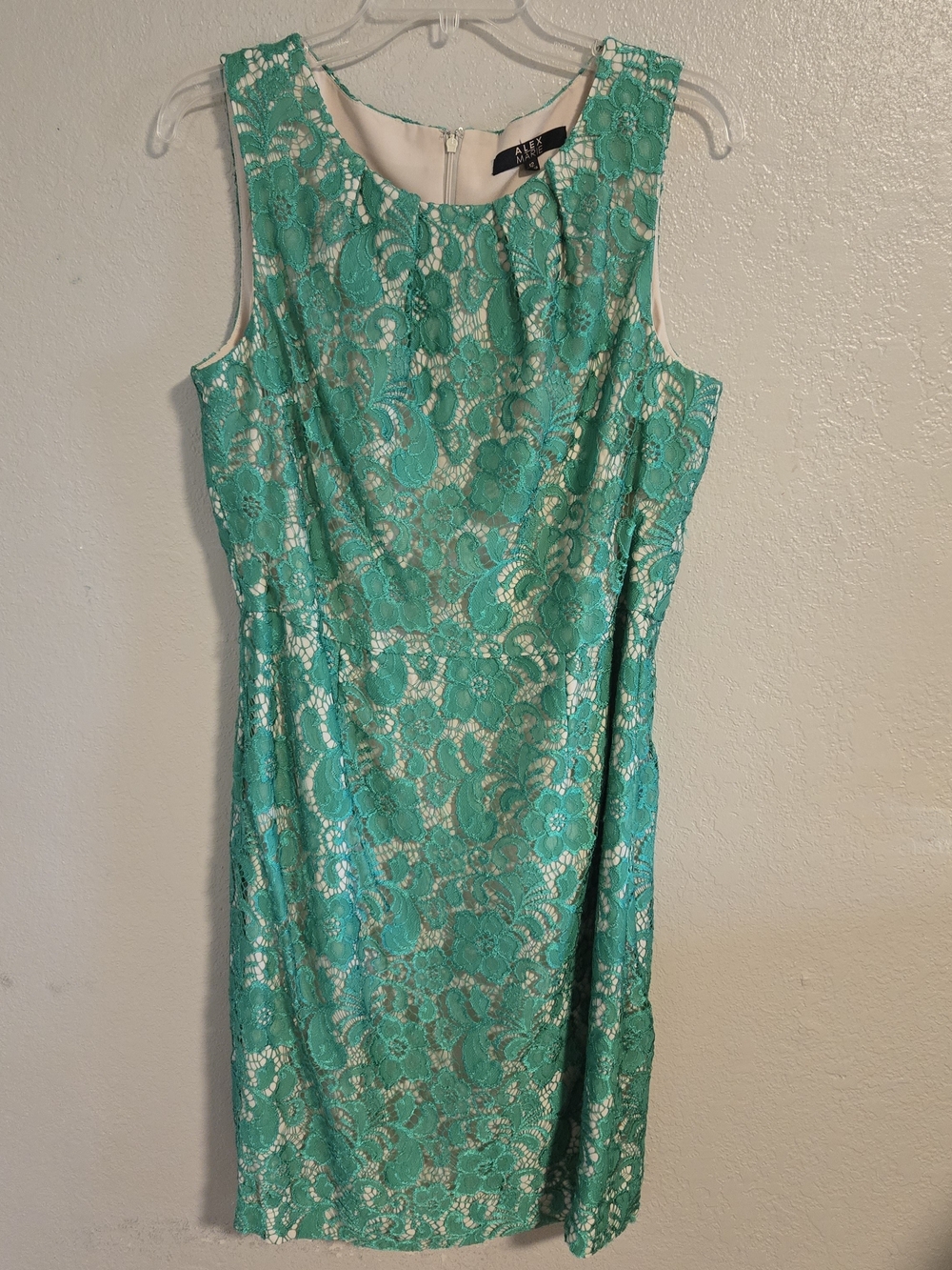 Alex Marie Green Lace Dress with Cream Lining